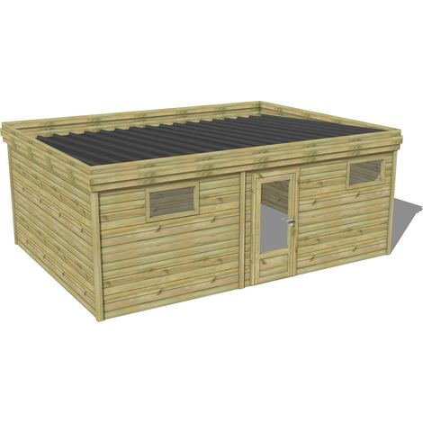 ABRI DE JARDIN bois traité 27mm, 6,5x4,3m, 28m2
