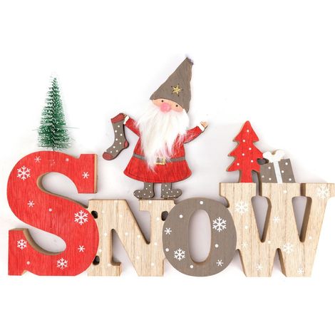 TrendLine Deko Schriftzug Snow 29,5x2x20,5 cm Pappelholz Weihnachten Xmas Winter