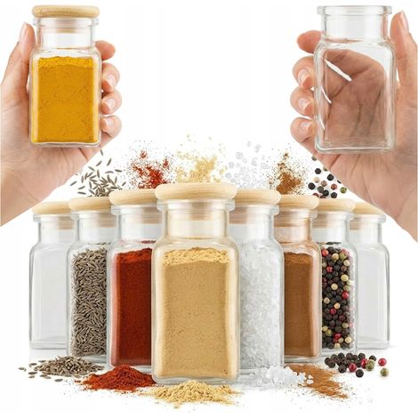 Bocal en verre 150 ml pour épices et herbes aromatiques, cadeau, bouchon en bois et liège à faire soi-même (1/5)