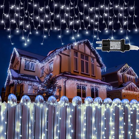 Wolketon LED-Lichterkette Eisregen LED-Lichtervorhang für Außen Innen Lichterkettenvorhang mit 8 Modi IP44 Wasserfest Weihnachtsdeko aussen Party Garten 15M 400LEDs Kaltweiß