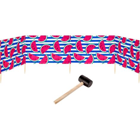 Paravent de Plage 5m - Toile Résistante avec Piquets en Pin - Brise-Vent et Anti-Sable pour Camping et Littoral - Hauteur 77cm (1/5)