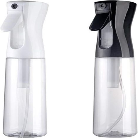 Flacons pulvérisateurs vides à brume fine de 200 ml (6,5 oz) (lot de 2), rechargeables pour eau, alcool, cheveux, soins de la peau, plantes, animaux de compagnie (noir et blanc)