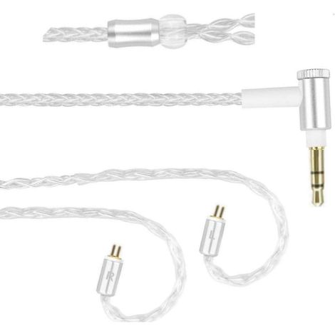 Câble pour écouteurs à haute conductivité, gainé d'argent, connecteur 2 broches de 0,78 mm, tressé, compatible avec TF10. Profitez d'un son clair. (1/5)