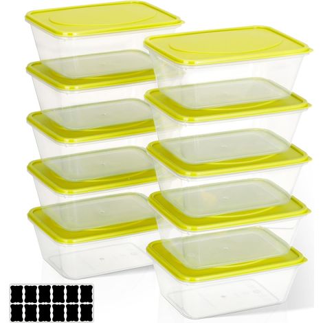 Lot de 10 Boîte Alimentaire, 520ml, Plastique PP, Sans BPA, Micro-Ondes, Congélateur, Cuisine (1/5)