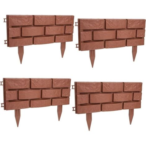 Dekorative Gartenumrandung – 4er-Set Kunststoffumrandungen – Schutz für Garten und Rasen – Elegantes und natürliches Design