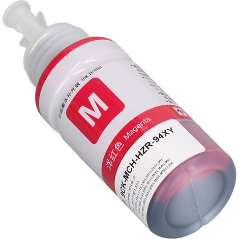 Encre magenta de recharge pour imprimantes Epson 672, compatible L360, L380, L351, L1300, L383, L565. Cartouche de remplacement, qualité premium, usage bureautique. (1/5)