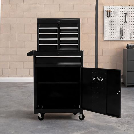 Servante d'atelier coloris noir en acier 58,5 x 28 x 102 cm (1/5)