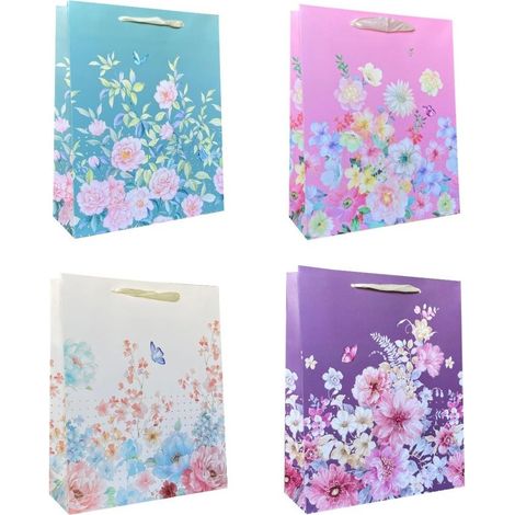 Universelle Geschenktüte L Blumen Glitzermischung