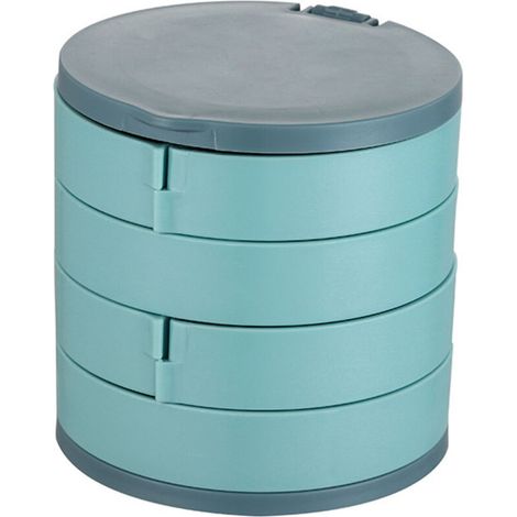 4-stöckige, drehbare Aufbewahrungsbox für Schmuck, Kosmetik, Ohrringe, Halsketten, Armbänder und Ringe (Blau)