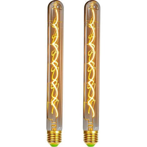 2 Ampoule LED Tube E27 300mm Filament Spirale Dimmable Lumière Chaude 2000K Pour Lustre