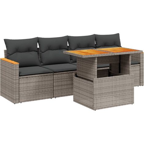Maison Exclusive - 5-tlg. Garten-Sofagarnitur mit Kissen Grau Pol