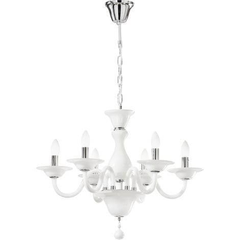 "Lampadario a sospensione SOFFIO bianco in vetro (6xE14)" (1/3)
