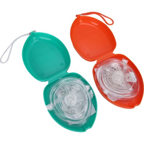 Dispositif de réanimation de poche avec valve unidirectionnelle pour respiration artificielle d'urgence et réanimation cardio-respiratoire (vert-orange) (1/5)