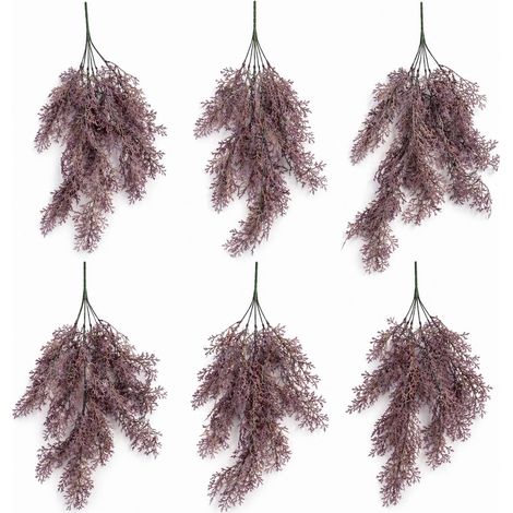 Pack of 6 x 80cm Artificial Dusky Purple Coral Fern Trailing Plant Decorative Hanging Foliage (1/5)