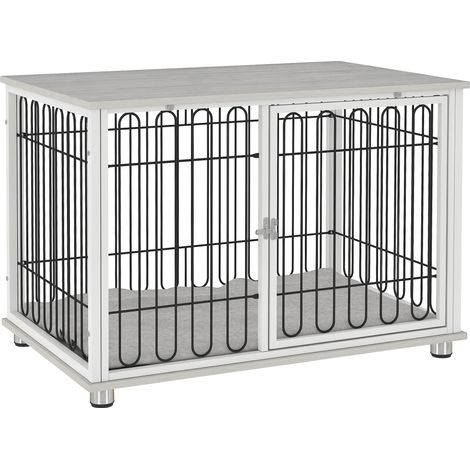 Gabbia cane con cuscino, piedi regolabili, per cani medi fino 20 kg, 90x58x62,5 cm, grigia