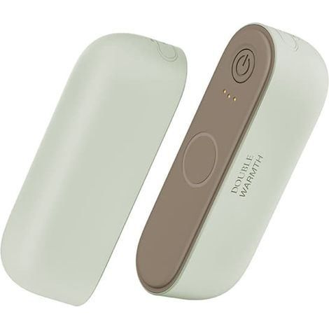 Chauffe-mains 2 en 1 rechargeable, portable, magnétique, à chauffage rapide, électrique, pour les hivers froids (vert). (1/5)