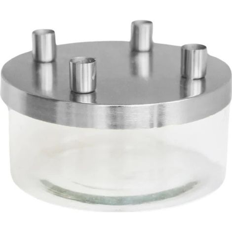 Candle Holder with Bowl - Metal/Glass - L20 x W20 x H9.5 cm - Silver/Glass