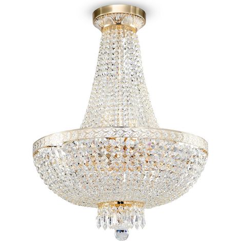 [NEUWERTIG] B-Ware Maytoni Kronleuchter Hängelampe Kristalllampe Bella Goldfarben Kristall ø 50 Cm