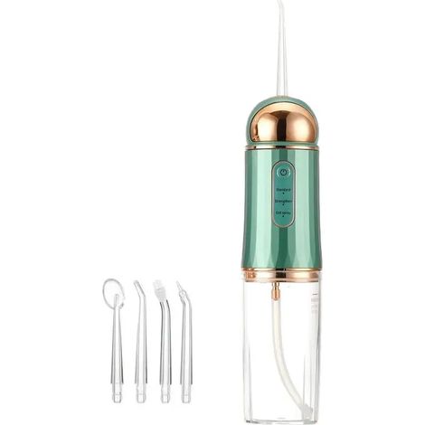 Hydropulseur électrique 4 en 1 (vert, 4 embouts), appareil de nettoyage dentaire (1/5)