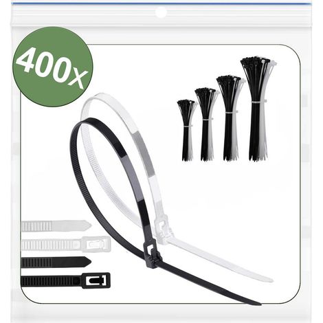 Quadrios 25CA723 25CA723 Fascetta per cavi 150 mm, 200 mm, 250 mm, 300 mm 5 mm Nero, Bianco riutilizzabili, con chiusur