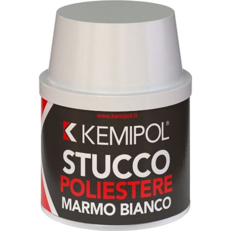 Mastic polyester marbre blanc Kemipol 150 ml avec taloche pour de'maquiller marbre, granit et pierres