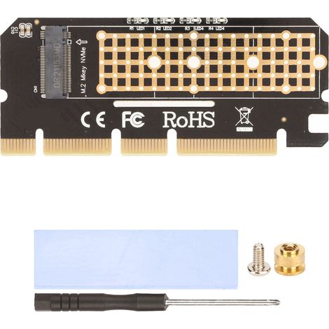 Adaptateur M.2 NVMe SSD vers PCIe 3.0 x16 avec dissipateur thermique, compatible PM961 960EVO SM961 SM951 PM951, support PCIe X4 X8 X16 NVMe