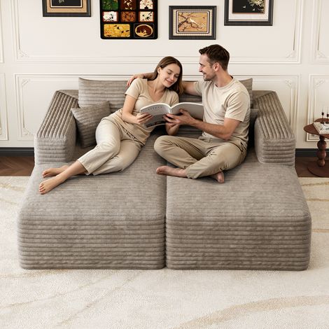 Divano in velluto a coste comodo, 180151 cm, divano imbottito moderno e minimalista, chaise longue in spugna per il soggiorno, divano modulare moderno senza struttura rigida, divano letto, color camme (1/5)
