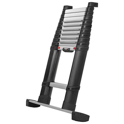Teleskopleiter 3.50m mit Stabilisatorstange - breite Stufen - 11 Stufen 80 mm - maximale Arbeitshöhe 4.30m - TEL-70235WSML