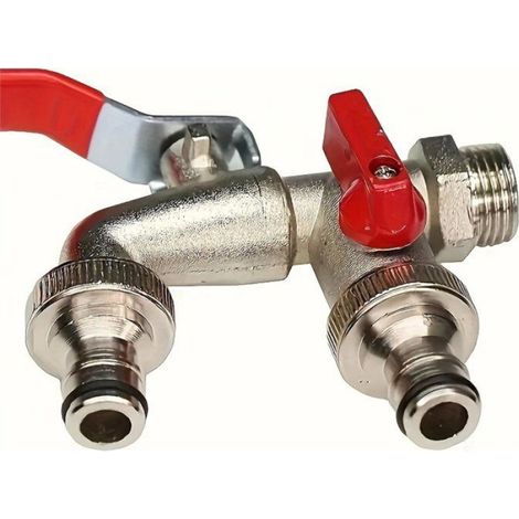 Raccord de Jardin à Double Sortie - Fileté Extérieur - Compatible avec Arroseurs et Tuyaux d'Arrosage - 1 Pièce (1/5)