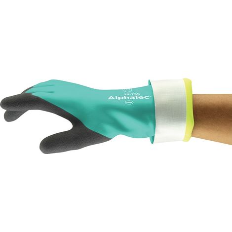 ANSELL 58735090 Chemikalienhandschuhe AlphaTec 58-735 Größe 9 grün EN 388, EN 37 (1/2)