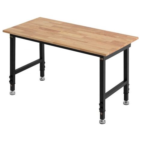 Banco de Trabajo 122 x 60 cm, Mesa de Taller Altura Ajustable de 8 Niveles de 67-102 cm, Carga de 680 kg, Mesa de Madera Grosor del Tablero de 2 cm Marco de Metal para Oficina, Garaje, Hogar (1/5)