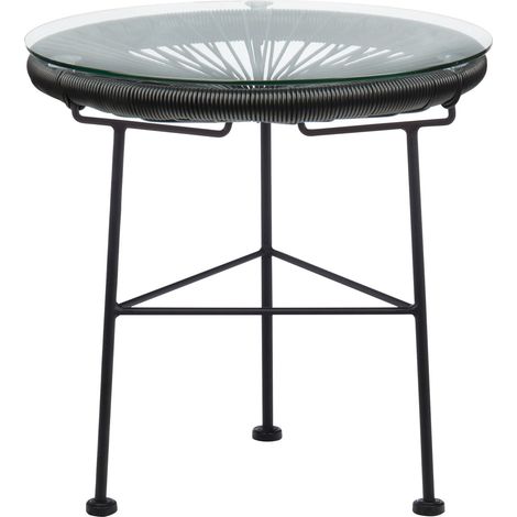 Tavolino rotondo Ø45 cm in acciaio e vimini sintetico Acapulco SKLUM             (1/5)