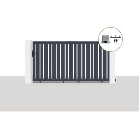 Pack portail coulissant électrique VEYMONT 300x160cm Gris + Motorisation RANGER C300 (1/5)