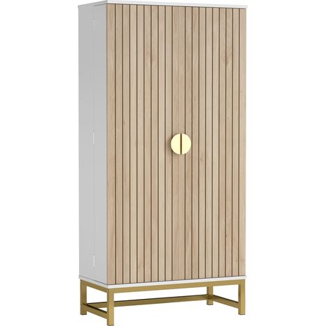 Küchenschrank mit 12 Einlegeböden und verstellbaren Türen, weiß, 58 x 29 x 119,5 cm