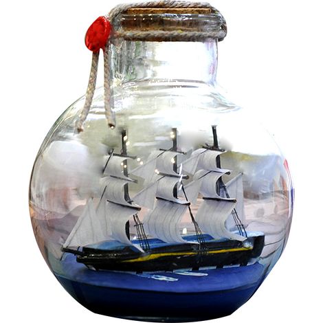 Bouteille de souhait en verre pour bateau à voile, décoration de dérive, ornement de bureau pour la maison et le bureau, 10x12cm (1/5)