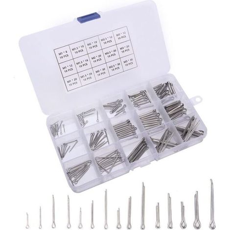 150 Pieces Cotter Pins Assortment Kit, 15 Sizes Stainless Steel Split Pins with Plastic Box, for Automotive, Mechanics, Garage Automotive, Workshop (1/5)