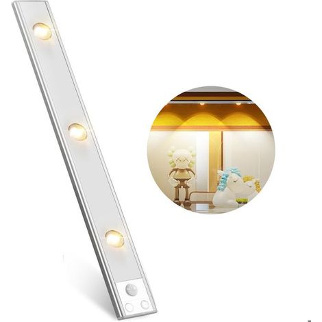 Ruban LED à Détection de Mouvement Mince - Aueq - 4x1x40cm Rechargeable Auto Adhésif Armoire Cellier Placard Éclairage Intérieur (1/4)