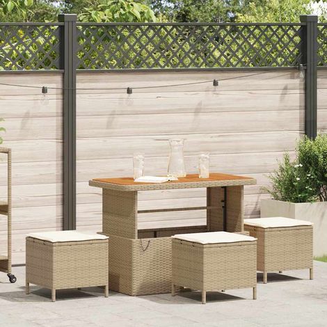 Garten Essgruppe Beige Poly-Rattan