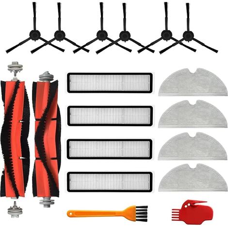 Kit de 18 piezas: cepillo giratorio, mopa y paño para aspiradora robot Dreame D9 (negro). (1/5)