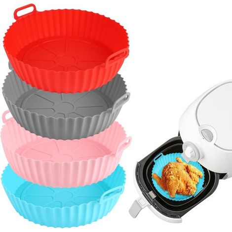 Set di 4 stampi in silicone per friggitrici ad aria, teglia da forno in silicone, riutilizzabile, accessori per friggitrici ad aria, forni e microonde. (1/5)