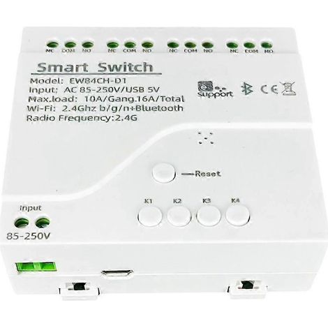 EWeLink Smart Switch 4-Kanal Smart WiFi Bluetooth Drahtloses potentialfreies Relais-Schaltmodul App-Fernsteuerung 85-250V-JXLGV (1/5)