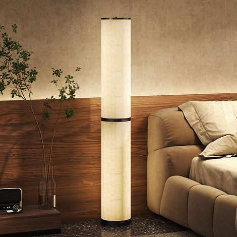 Lampe sur pied avec télécommande et Regolazione Temperatura 3000-6000K, Paralume en Tessuto, Ø20x135 cm, beige (1/5)