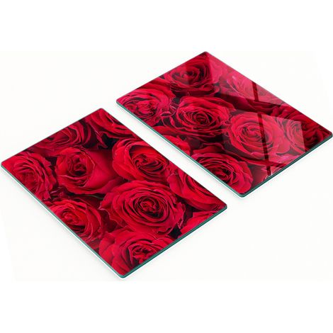 Set Küchenbretter aus gehärtetem Glas mit Rosenmotiven, 2 x 40 x 52 cm (1/5)