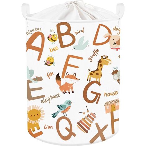 Panier Rangement Bébé pour Jouets Corbeille a Linge Lettres Boite Couvert, Pliable, Cube de Tissu, Jouet Enfant, Bac Sale, Impermeable (1/5)