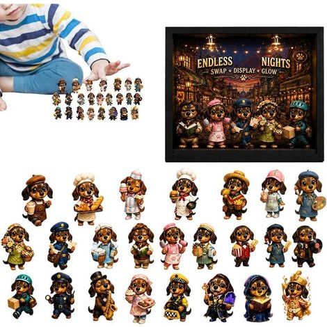 Calendrier de l'Avent de Noël - Compte à rebours 2D Acrylique à LED 24 2026 Dachshund Town Calendrier de l'Avent de Noël Pour , Garçons, Filles, , Porte-clés, Sac à dos, Pochette (1/5)
