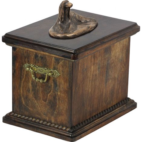 Urne funéraire pour lévrier afghan, ornée d'une statuette, élégante urne de style classique signée Art-Dog (1/5)