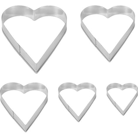 5-teiliges Ausstechförmchen-Set aus Edelstahl, Herzform, Valentinstag