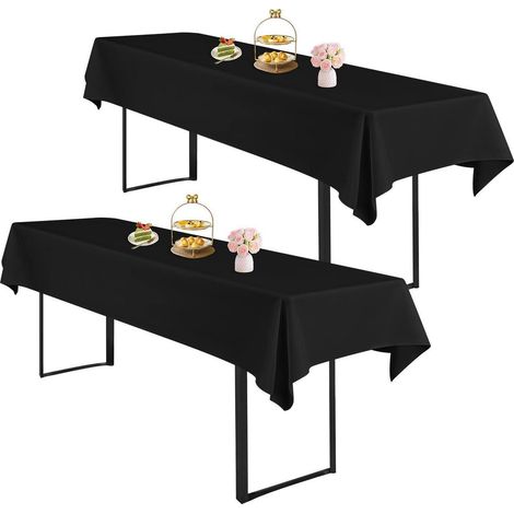 Biertischdecken 2er Set Schwarz 260x110 cm Rechteckig Waschbar Polyester für Biergarnituren