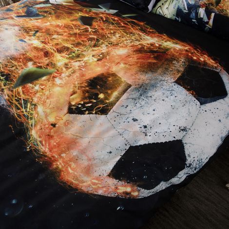 3-teiliges Fußball-Bettwäscheset aus weichem Polyester, bestehend aus Bettbezug und Kissenbezug (US Full) (1/5)