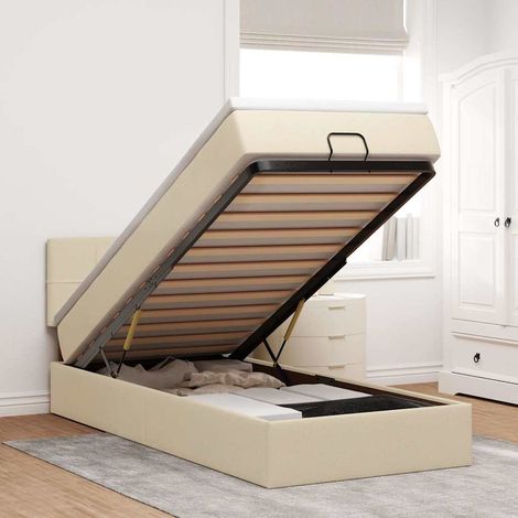 Cadre de lit ottoman avec matelas crème 90x190 cm tissu vidaXL (1/5)